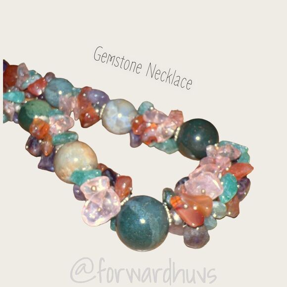 Semi-Precious Gemstone Cluster Necklace - Picture 7 of 11